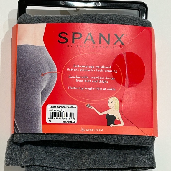 NWT $68 SPANX HEATHERED LEGGINGS S SMALL GRAY SEAMLESS HEATHER NEW FOOTLESS - Picture 4 of 6